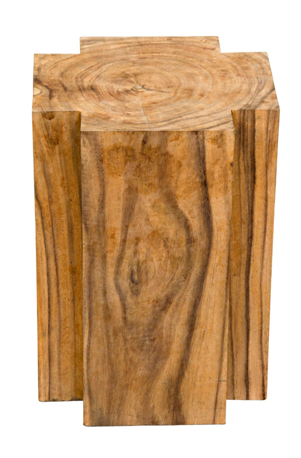 Noir Haru Hand-Carved Teak Side Table - Sculptural Accent with Unique Grain for Every Room & Style GTAB792T