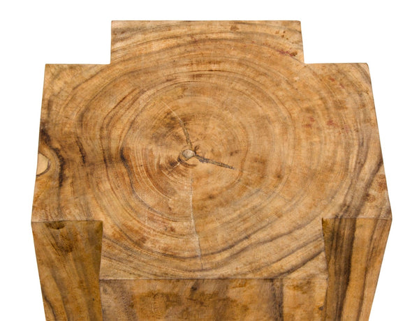 Noir Haru Hand-Carved Teak Side Table - Sculptural Accent with Unique Grain for Every Room & Style GTAB792T