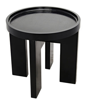 Noir Gavin Side Table - Hand-Rubbed Black Mahogany Accent Piece with Unique Geometric Design & Elegance GTAB793HB