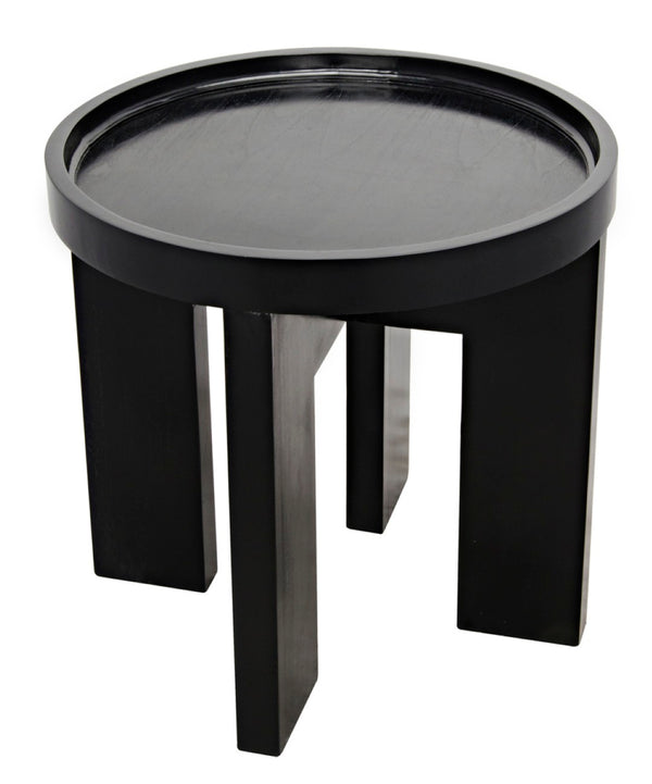 Noir Gavin Side Table - Hand-Rubbed Black Mahogany Accent Piece with Unique Geometric Design & Elegance GTAB793HB