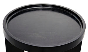 Noir Gavin Side Table - Hand-Rubbed Black Mahogany Accent Piece with Unique Geometric Design & Elegance GTAB793HB