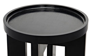 Noir Gavin Side Table - Hand-Rubbed Black Mahogany Accent Piece with Unique Geometric Design & Elegance GTAB793HB