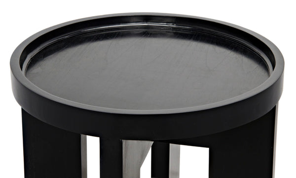 Noir Gavin Side Table - Hand-Rubbed Black Mahogany Accent Piece with Unique Geometric Design & Elegance GTAB793HB