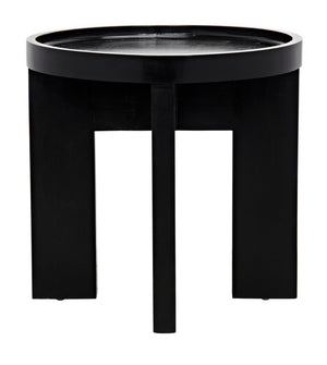 Noir Gavin Side Table - Hand-Rubbed Black Mahogany Accent Piece with Unique Geometric Design & Elegance GTAB793HB