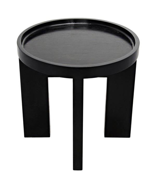 Noir Gavin Side Table - Hand-Rubbed Black Mahogany Accent Piece with Unique Geometric Design & Elegance GTAB793HB