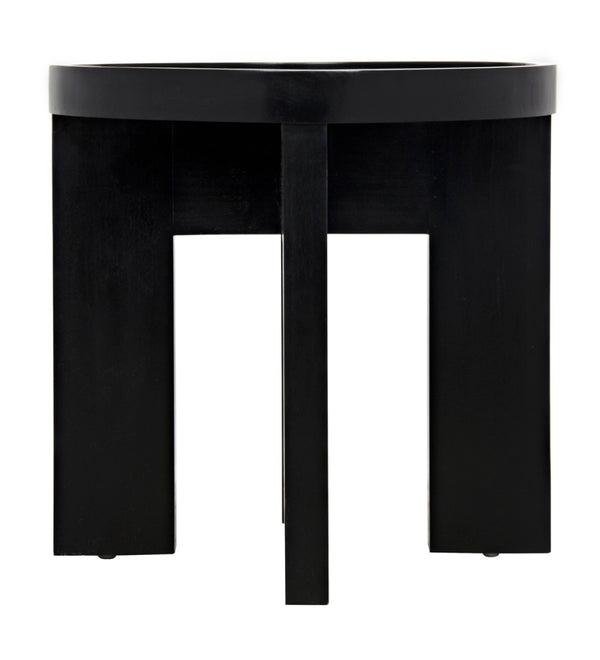 Noir Gavin Side Table - Hand-Rubbed Black Mahogany Accent Piece with Unique Geometric Design & Elegance GTAB793HB