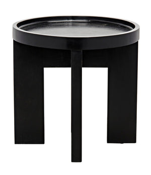 Noir Gavin Side Table - Hand-Rubbed Black Mahogany Accent Piece with Unique Geometric Design & Elegance GTAB793HB