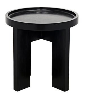 Noir Gavin Side Table - Hand-Rubbed Black Mahogany Accent Piece with Unique Geometric Design & Elegance GTAB793HB