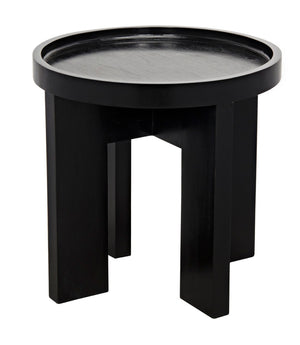 Noir Gavin Side Table - Hand-Rubbed Black Mahogany Accent Piece with Unique Geometric Design & Elegance GTAB793HB