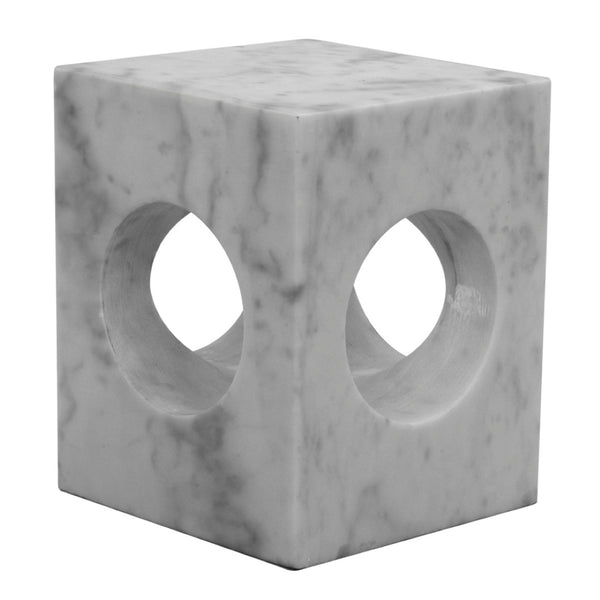 Noir Merlin Side Table - Handcrafted Bianco Crown Marble Accent for Modern Living Spaces, Unique Design GTAB801