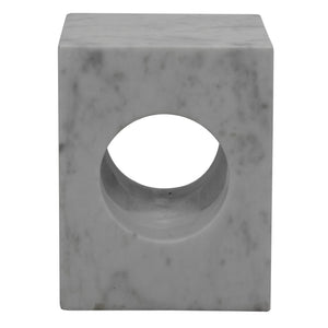 Noir Merlin Side Table - Handcrafted Bianco Crown Marble Accent for Modern Living Spaces, Unique Design GTAB801