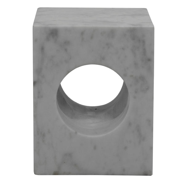 Noir Merlin Side Table - Handcrafted Bianco Crown Marble Accent for Modern Living Spaces, Unique Design GTAB801