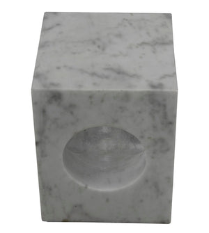 Noir Merlin Side Table - Handcrafted Bianco Crown Marble Accent for Modern Living Spaces, Unique Design GTAB801