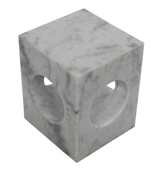 Noir Merlin Side Table - Handcrafted Bianco Crown Marble Accent for Modern Living Spaces, Unique Design GTAB801