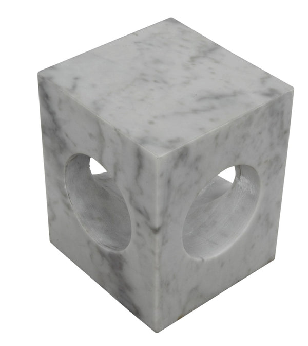 Noir Merlin Side Table - Handcrafted Bianco Crown Marble Accent for Modern Living Spaces, Unique Design GTAB801