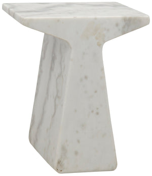 Noir Finn Handcrafted Marble Side Table - Unique Bianco Crown Design, Minimalist Accent for Any Room GTAB802