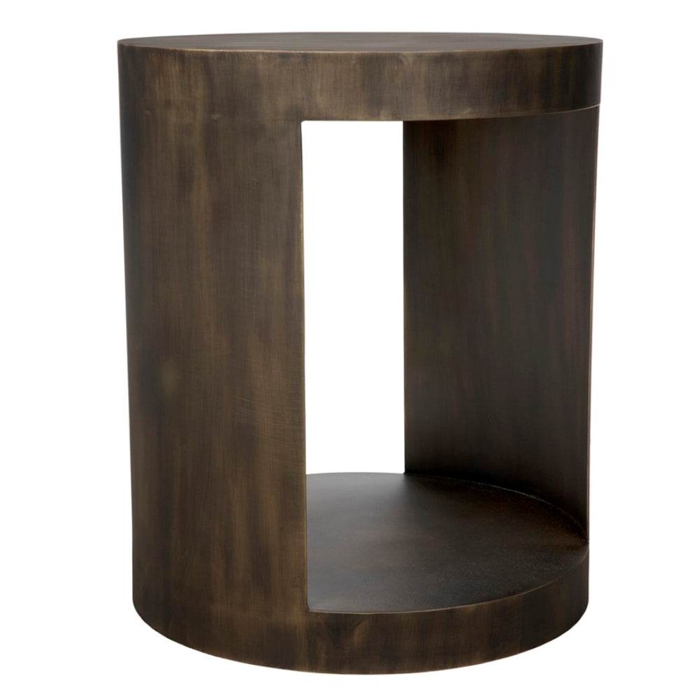 Noir Chrysler Iron Side Table with Aged Brass Finish - Timeless Elegance for Modern Spaces, 20" x 24" GTAB814AB