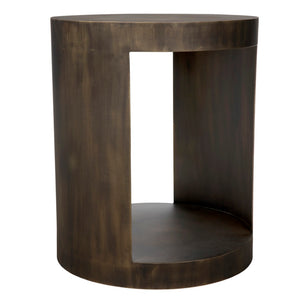 Noir Chrysler Iron Side Table with Aged Brass Finish - Timeless Elegance for Modern Spaces, 20" x 24" GTAB814AB
