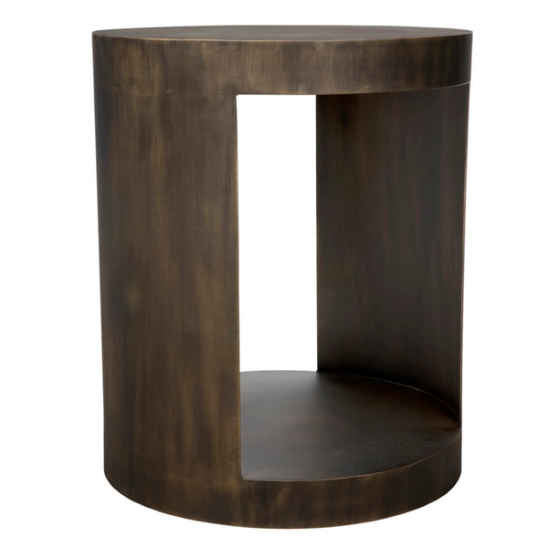 Noir Chrysler Iron Side Table with Aged Brass Finish - Timeless Elegance for Modern Spaces, 20" x 24" GTAB814AB