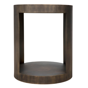 Noir Chrysler Iron Side Table with Aged Brass Finish - Timeless Elegance for Modern Spaces, 20" x 24" GTAB814AB
