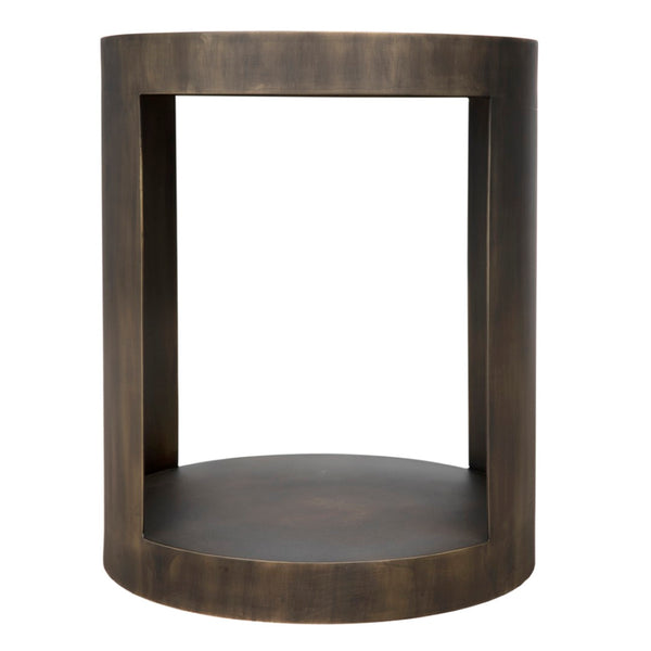 Noir Chrysler Iron Side Table with Aged Brass Finish - Timeless Elegance for Modern Spaces, 20" x 24" GTAB814AB