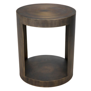 Noir Chrysler Iron Side Table with Aged Brass Finish - Timeless Elegance for Modern Spaces, 20" x 24" GTAB814AB