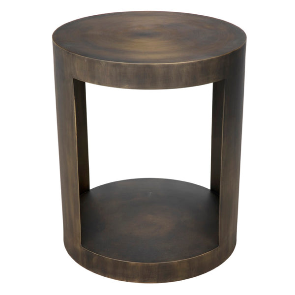 Noir Chrysler Iron Side Table with Aged Brass Finish - Timeless Elegance for Modern Spaces, 20" x 24" GTAB814AB