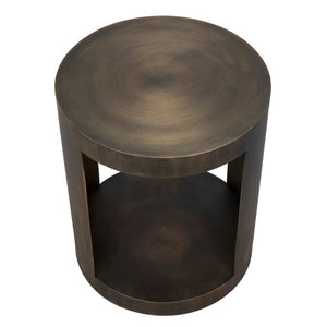 Noir Chrysler Iron Side Table with Aged Brass Finish - Timeless Elegance for Modern Spaces, 20" x 24" GTAB814AB