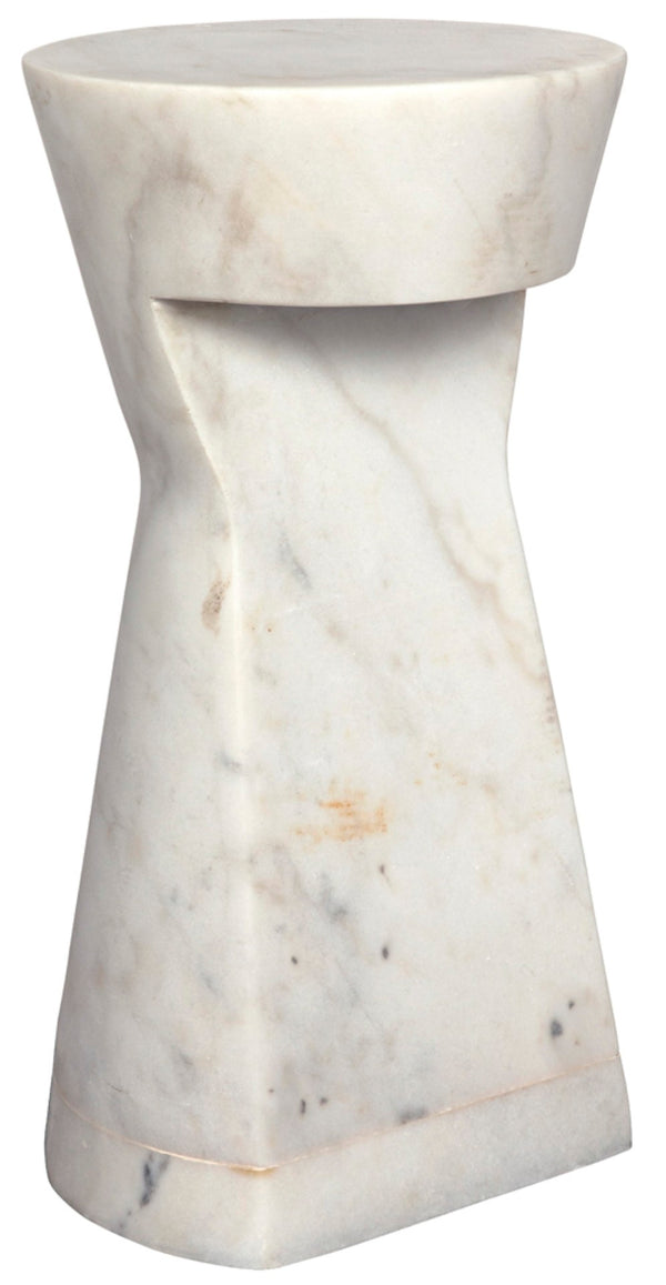 Noir Omon Side Table - Artisan-Crafted Bianco Crown Marble Accent Table for Modern & Classic Interiors GTAB816