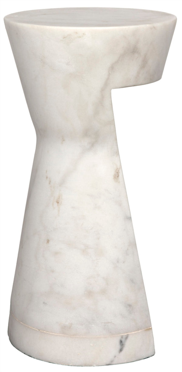 Noir Omon Side Table - Artisan-Crafted Bianco Crown Marble Accent Table for Modern & Classic Interiors GTAB816