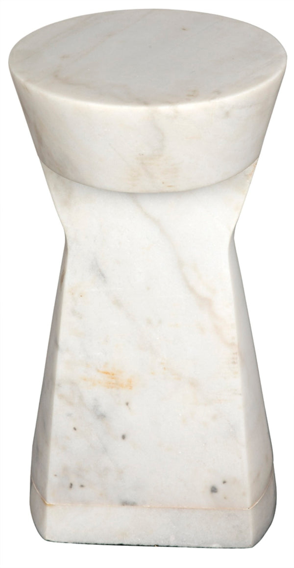 Noir Omon Side Table - Artisan-Crafted Bianco Crown Marble Accent Table for Modern & Classic Interiors GTAB816