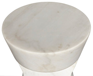 Noir Omon Side Table - Artisan-Crafted Bianco Crown Marble Accent Table for Modern & Classic Interiors GTAB816
