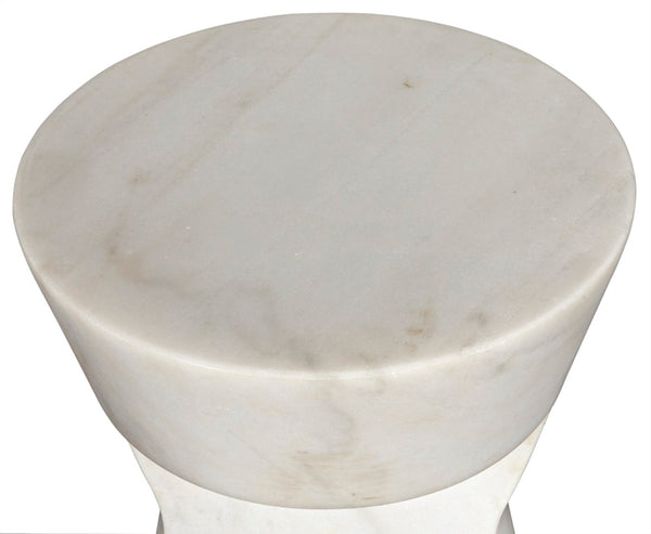 Noir Omon Side Table - Artisan-Crafted Bianco Crown Marble Accent Table for Modern & Classic Interiors GTAB816