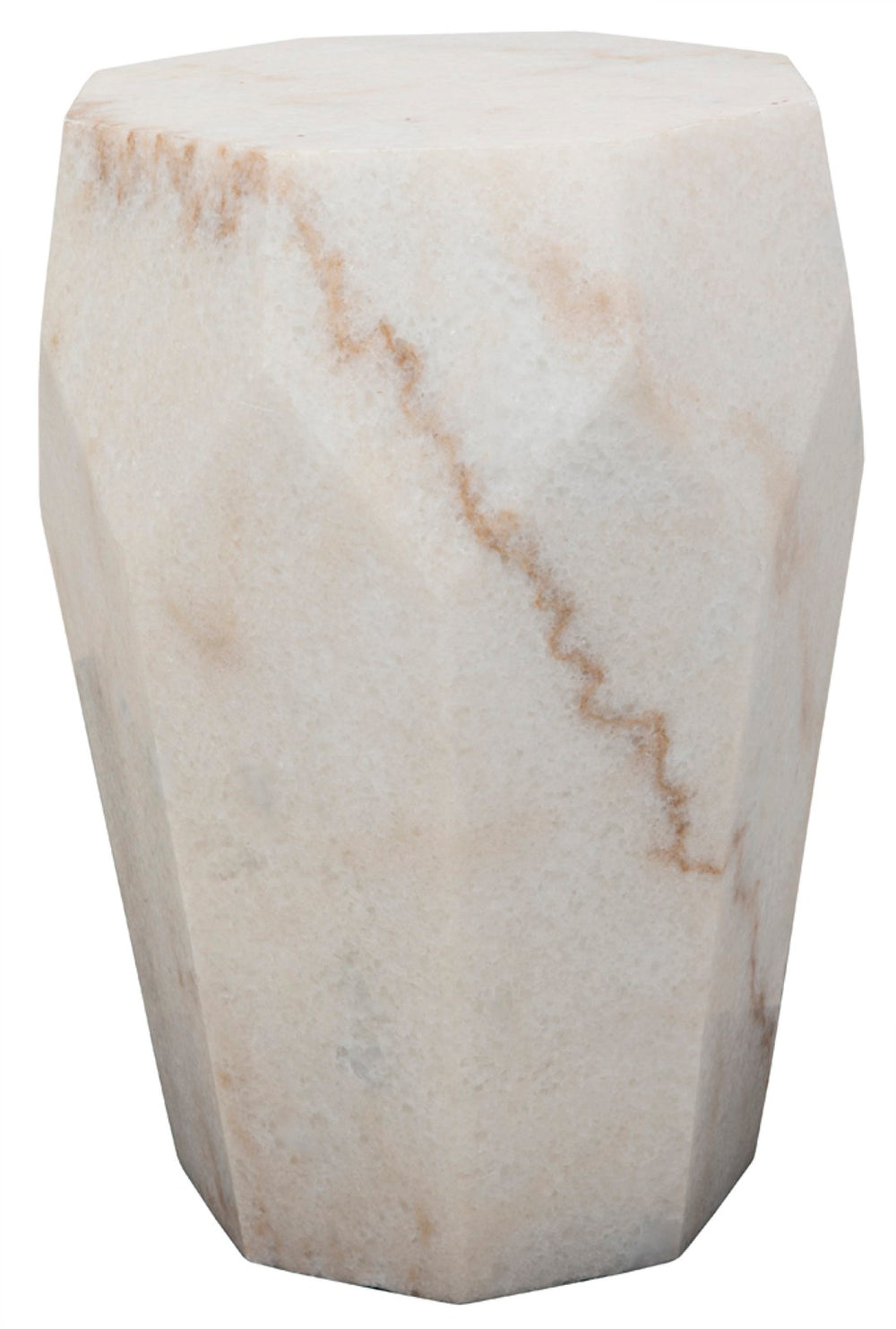 Noir Monolith Side Table: Hand-Carved Bianco Crown Marble for Unique Sculptural Elegance in Any Space GTAB819
