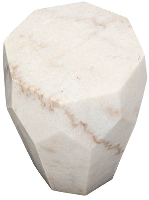 Noir Monolith Side Table: Hand-Carved Bianco Crown Marble for Unique Sculptural Elegance in Any Space GTAB819