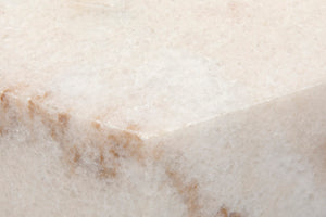 Noir Monolith Side Table: Hand-Carved Bianco Crown Marble for Unique Sculptural Elegance in Any Space GTAB819