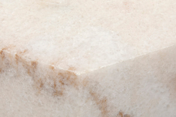 Noir Monolith Side Table: Hand-Carved Bianco Crown Marble for Unique Sculptural Elegance in Any Space GTAB819