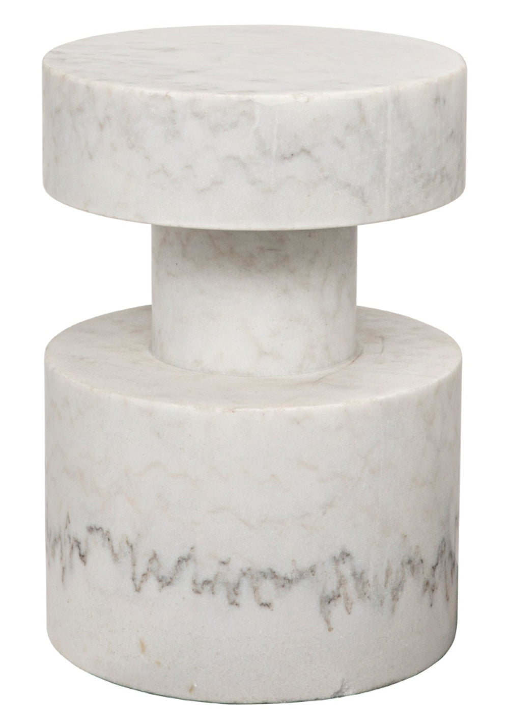 Noir Mamud Hand-Carved Bianco Crown Marble Side Table - Unique Accent for Modern Interiors & Decor GTAB820