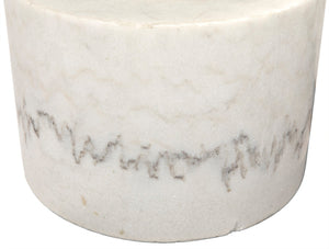 Noir Mamud Hand-Carved Bianco Crown Marble Side Table - Unique Accent for Modern Interiors & Decor GTAB820