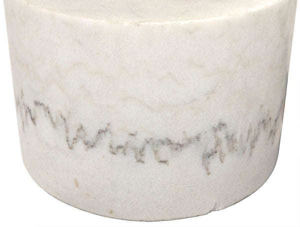 Noir Mamud Hand-Carved Bianco Crown Marble Side Table - Unique Accent for Modern Interiors & Decor GTAB820