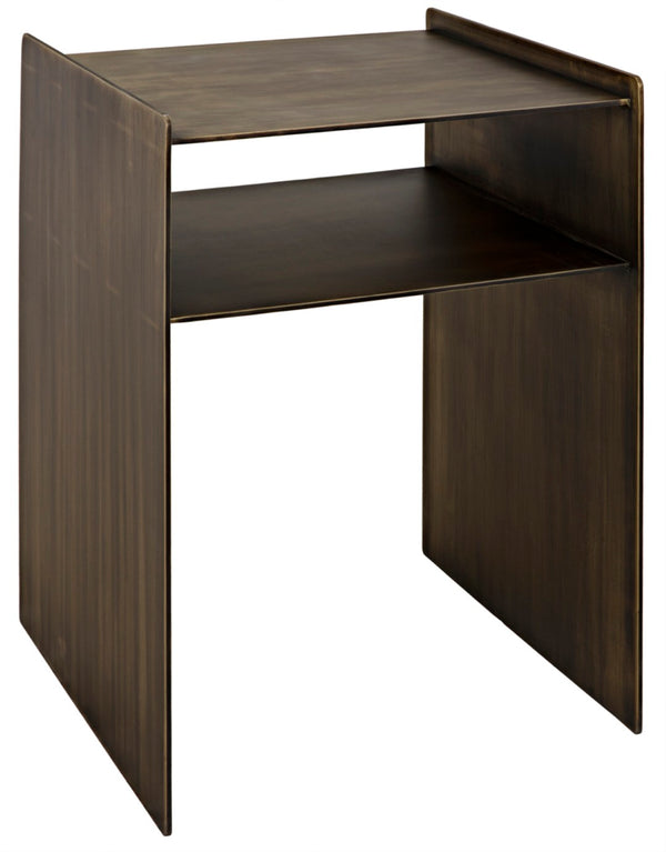 Noir Cyrus Side Table - Modern Minimalist Design with Artful Metalwork for Stylish Living Spaces Aged Brass GTAB828AB