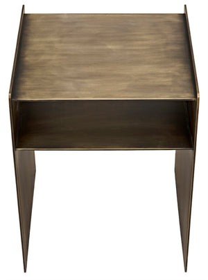 Noir Cyrus Side Table - Modern Minimalist Design with Artful Metalwork for Stylish Living Spaces Aged Brass GTAB828AB