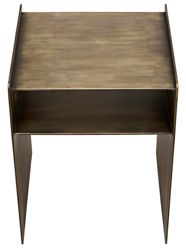 Noir Cyrus Side Table - Modern Minimalist Design with Artful Metalwork for Stylish Living Spaces Aged Brass GTAB828AB