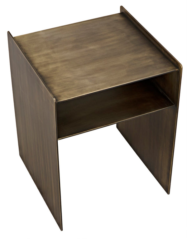 Noir Cyrus Side Table - Modern Minimalist Design with Artful Metalwork for Stylish Living Spaces Aged Brass GTAB828AB