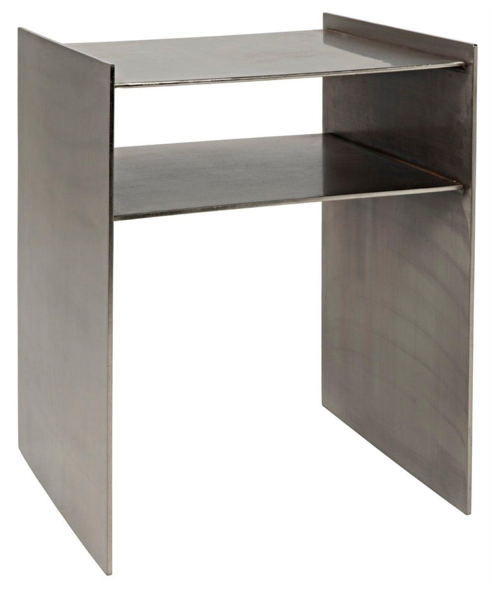 Noir Cyrus Side Table - Modern Minimalist Design with Artful Metalwork for Stylish Living Spaces Antique Silver GTAB828ASV
