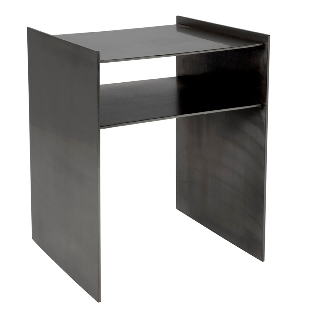 Noir Cyrus Side Table - Modern Minimalist Design with Artful Metalwork for Stylish Living Spaces Antique Silver GTAB828ASV