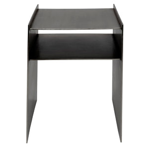 Noir Cyrus Side Table - Modern Minimalist Design with Artful Metalwork for Stylish Living Spaces Antique Silver GTAB828ASV