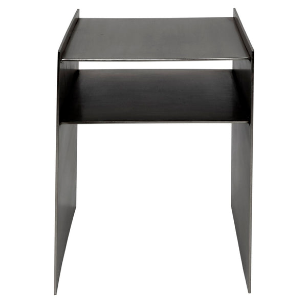Noir Cyrus Side Table - Modern Minimalist Design with Artful Metalwork for Stylish Living Spaces Antique Silver GTAB828ASV