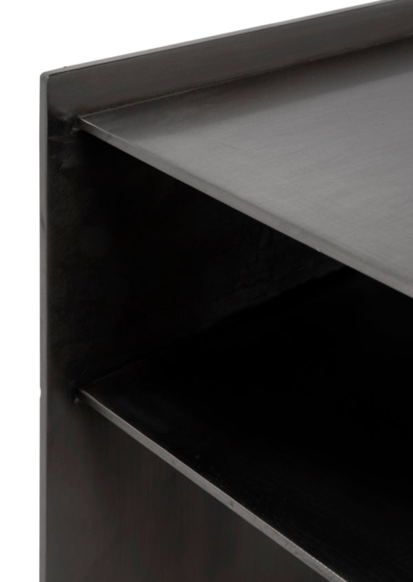 Noir Cyrus Side Table - Modern Minimalist Design with Artful Metalwork for Stylish Living Spaces Antique Silver GTAB828ASV