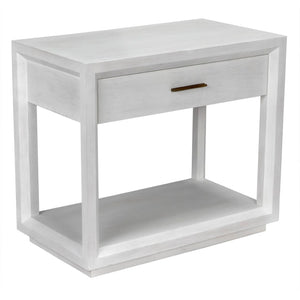 Noir Antony Side Table - Handcrafted Mahogany Accent with Brass Hardware for Modern Living Spaces White Wash GTAB830WH